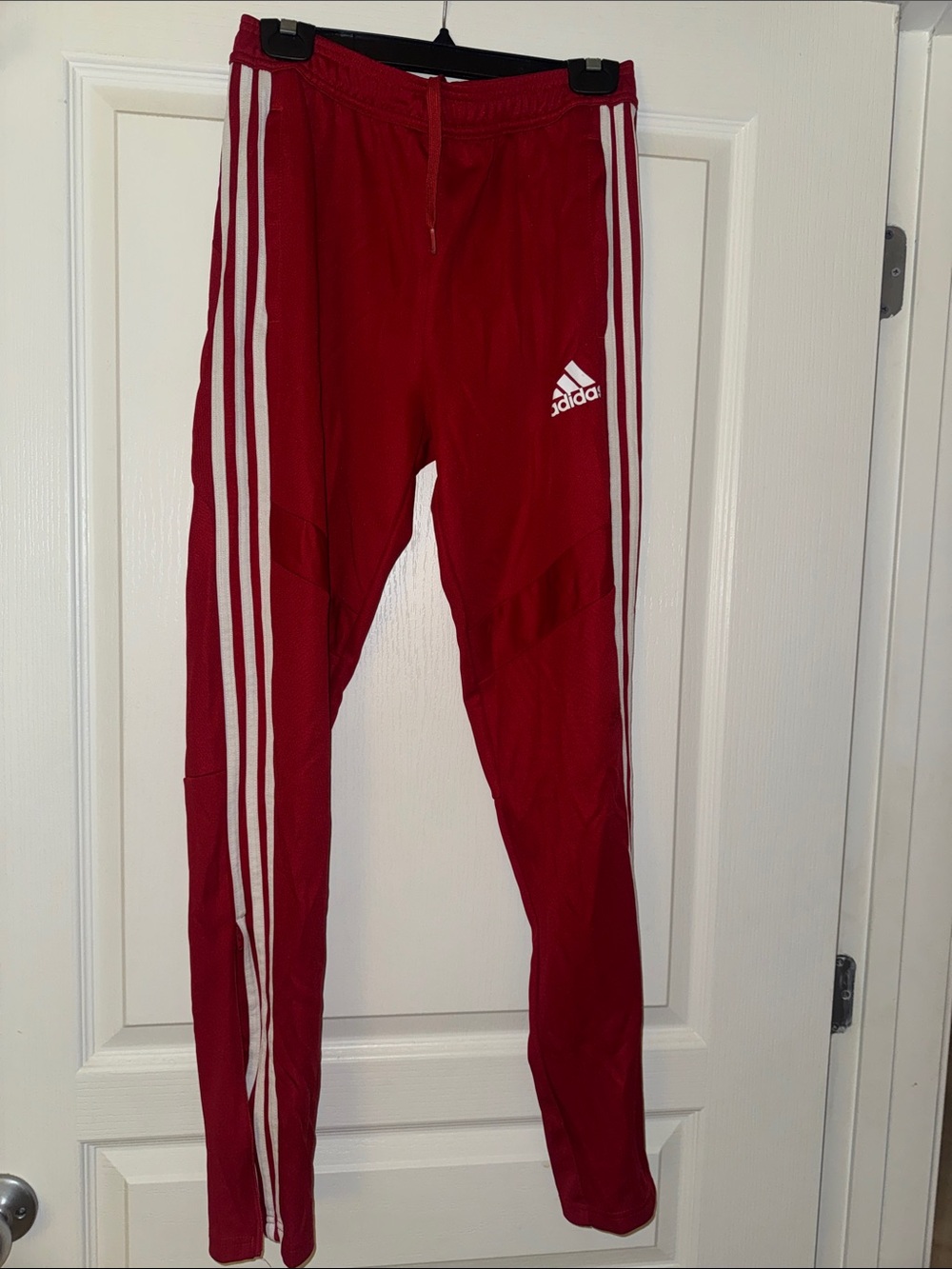 adidas Red Youth Three-Stripe Track Joggers